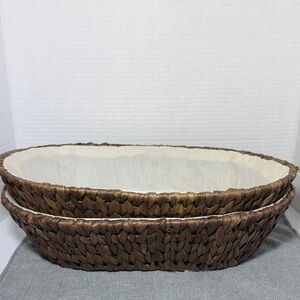 Woven Brown Oval Baskets with Cream Lining Well, the two together